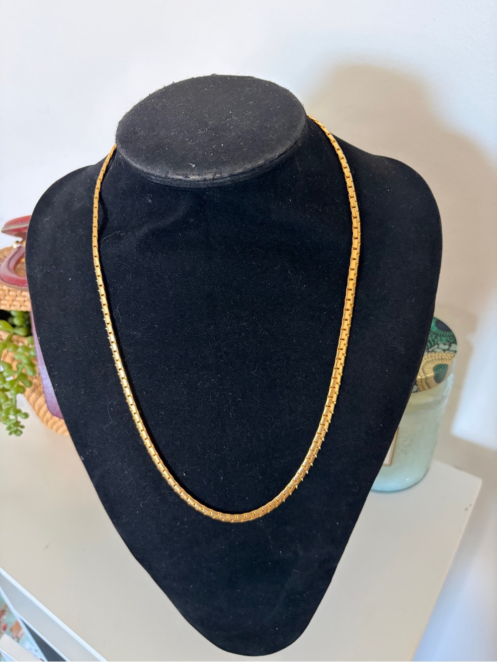 Vintage BMNY 24K Gold Plated Box Chain Necklace